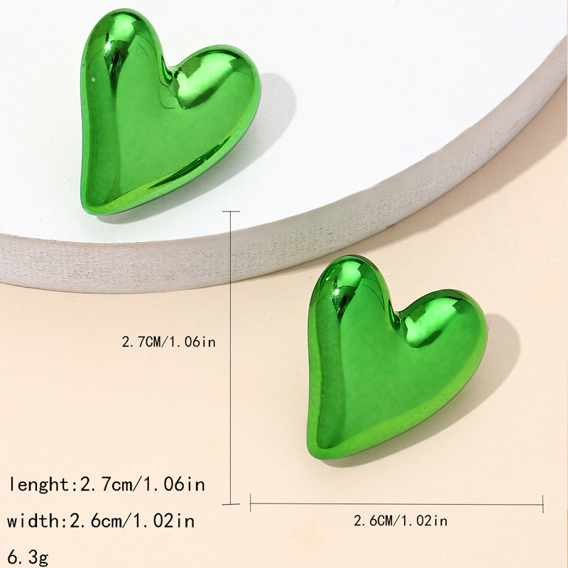 IG Style Cute Lady U Shape Round Heart Shape Arylic Stoving Varnish Women's Ear Studs 1 Pair display picture 4