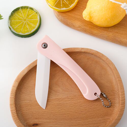 Portable folding ceramic household fruit knife portable mini ceramic knife kitchen paring knife