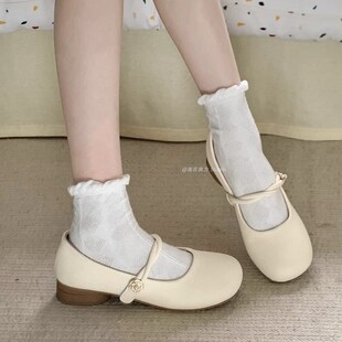 Fashion Round-Toe Versatile French Retro Chunky Heel Single Shoes for Spring and Autumn 2024 New Shallow Soft Mary Jane Shoes