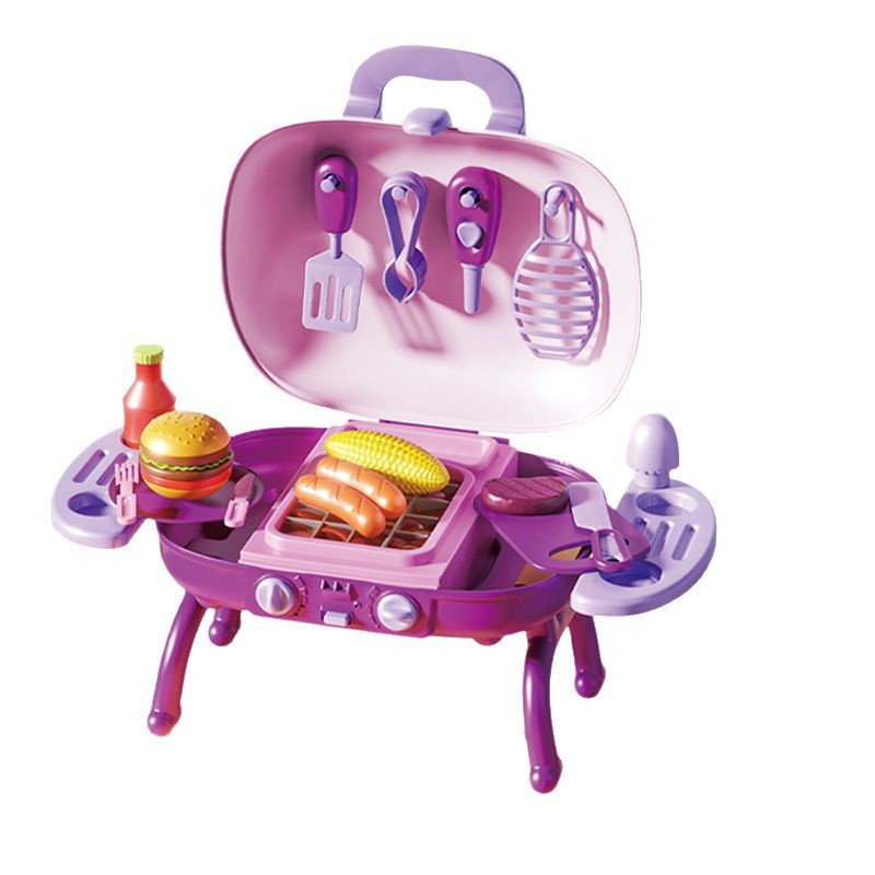 Transfronterizos Niños Simulación al aire libre Mesa de barbacoa Kit de cocina BBQ hamburguesas perros calientes juguetes de barbacoa