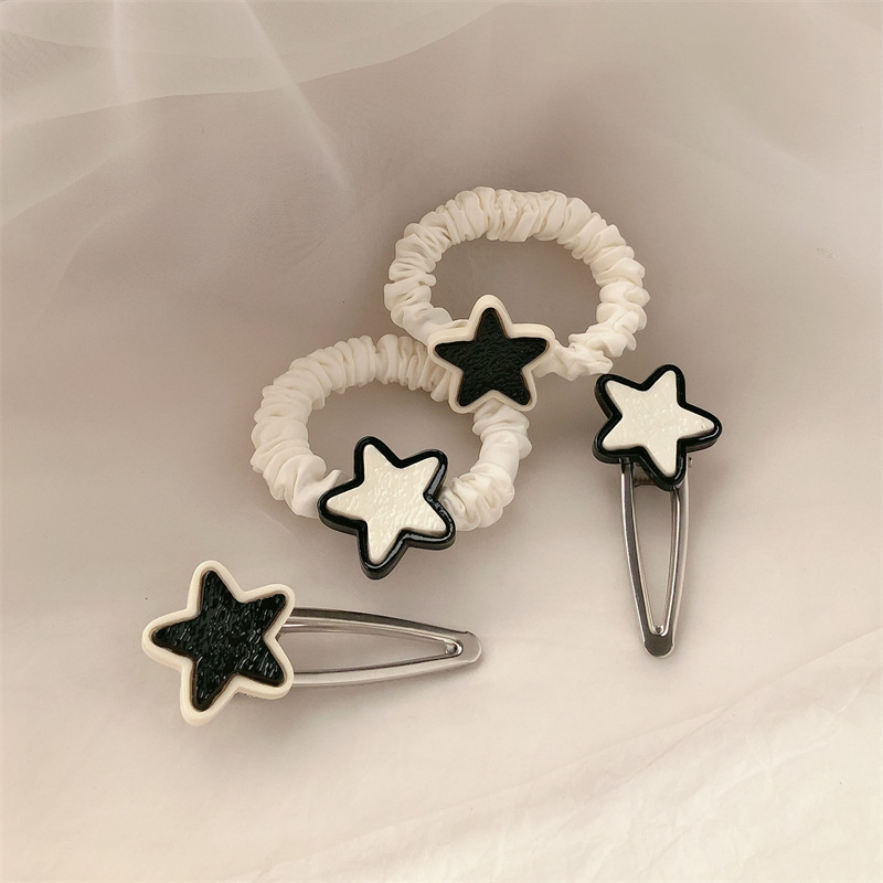 Dulce cool chica estrella intestino delgado cabello anillo de cabeza cuerda de banda de goma de alta elasticidad adornos de cabello de cabello de pentacolas cuerda de caballo