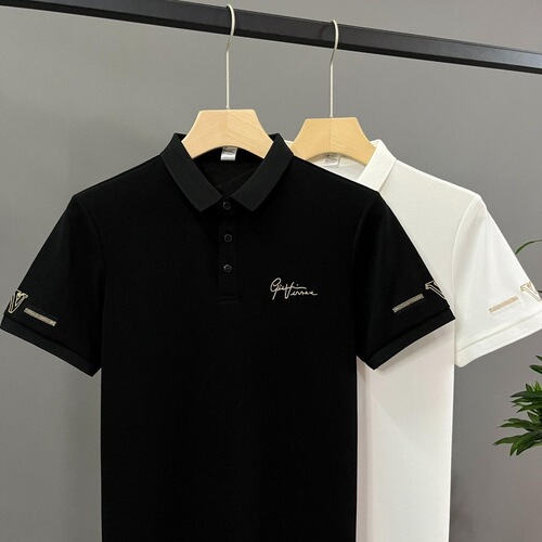 Summer thin short-sleeve Polo shirt for men, Korean style, slim fit, embroidered, side slits, casual, business, versatile, collar T-shirt top