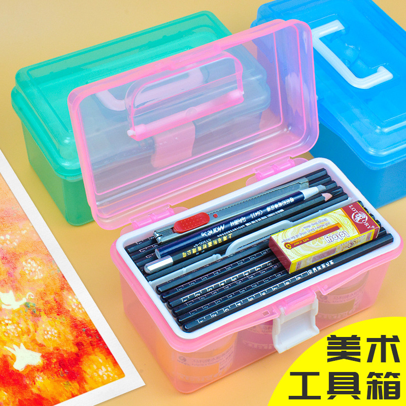 677透明ツールボックスアートツールボックススケッチ铅笔ボックスネイルアートツールボックスプラスチック収纳ツールボックス|undefined