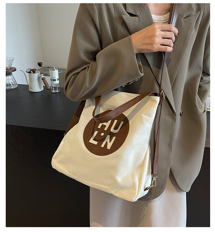 Korean letter printed multi-purpose cloth bag, 2024 new style, high-quality student backpack, commuting single-shoulder bag details Picture