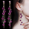 Long earrings with tassels, flowered, simple and elegant design, wholesale