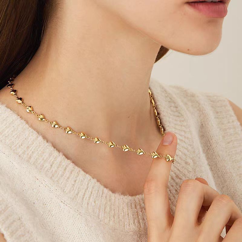 Titanium Steel Material Titanium Steel 18K Gold Plated Casual Simple Style Heart Shape Bracelets Necklace