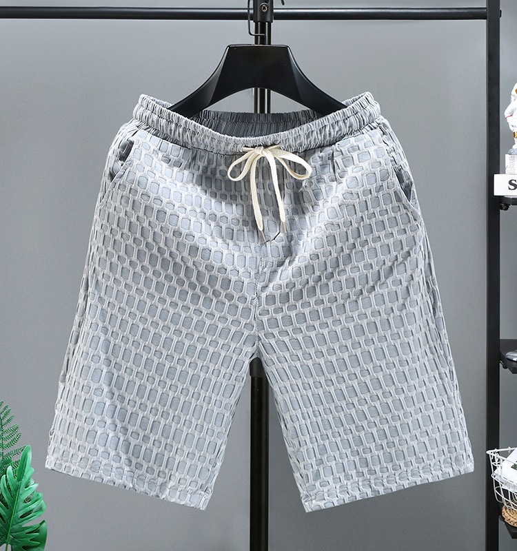 Porter des shorts en été, des hommes de plage tricotés décontractés et minces, des vêtements tendance pour la maison et l'extérieur, des pantalons deux pièces pour hommes_voghion.com