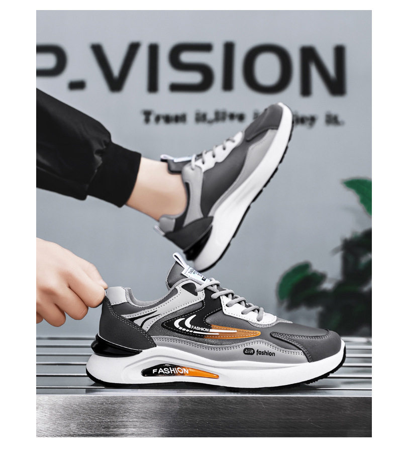 Giày thể thao nam da PU chống nước kiểu sneaker đế mềm chống trơn trượt — D291 màu trắng, D291 màu xám, D291 màu đen chi tiết 14