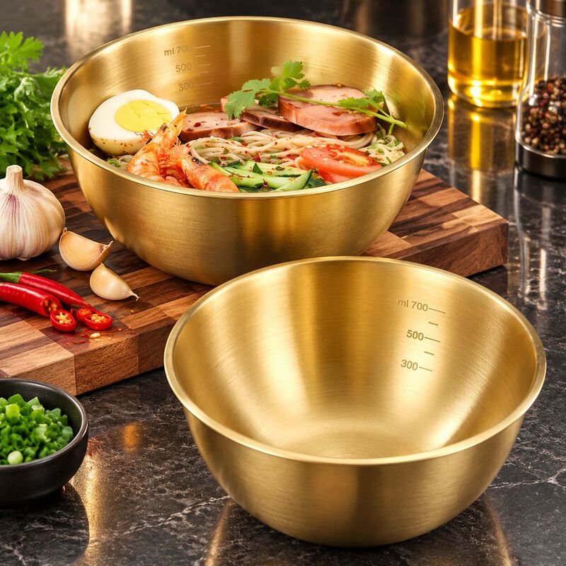 Factory Direct Sale Thickened Stainless Steel Measuring Bowl for Home Kitchen, Dough Kneading Bowl, Salad Bowl, Vegetable Washing Bowl