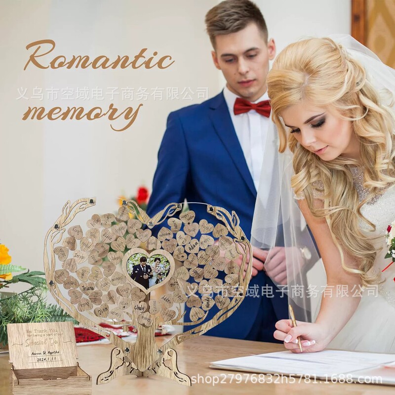 American Wedding Guest Guest Book Personalized Birthday Party Baby Baptism Decoration Name Blessing Sign-In Table Photo Frame