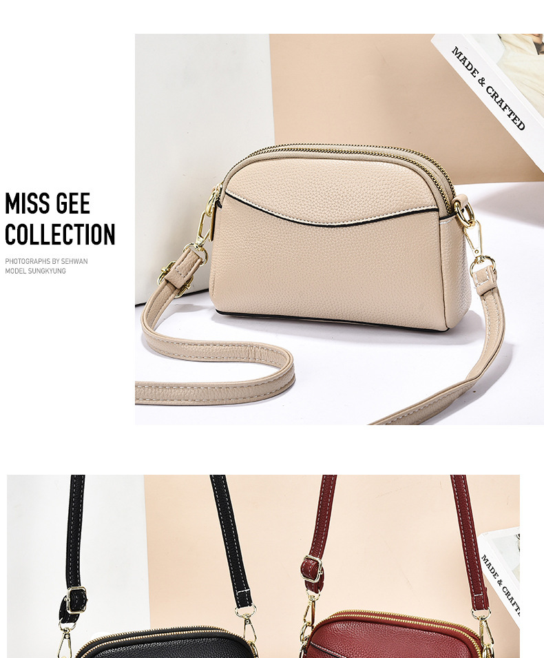Crossborder Umhängetasche Damen Neumodell modische Mini-Tasche Zweischicht-Reißverschluss Mama-Handytasche vielseitige kleine Quadrattasche