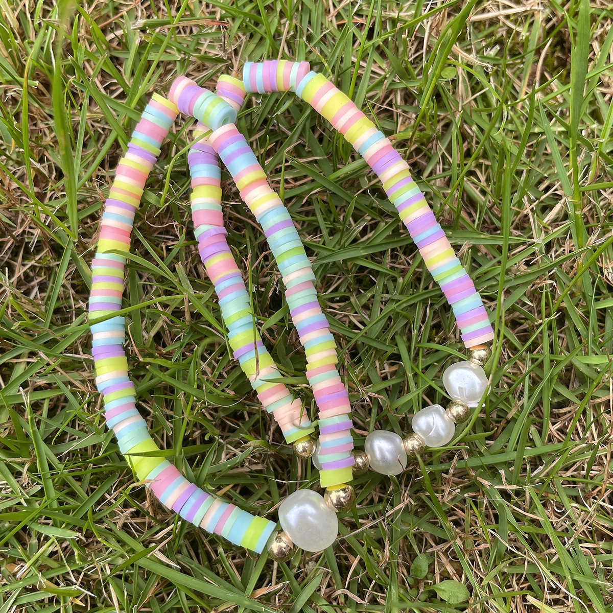 cute Daisy shape Polymer Clay Pearl Three-Piece Bracelet Set