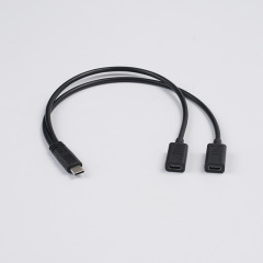 タイプ C オス OTG からデュアル タイプ C メス携帯電話タブレット 3A 電源 1 対 2 アダプター ケーブル 15 ワット充電