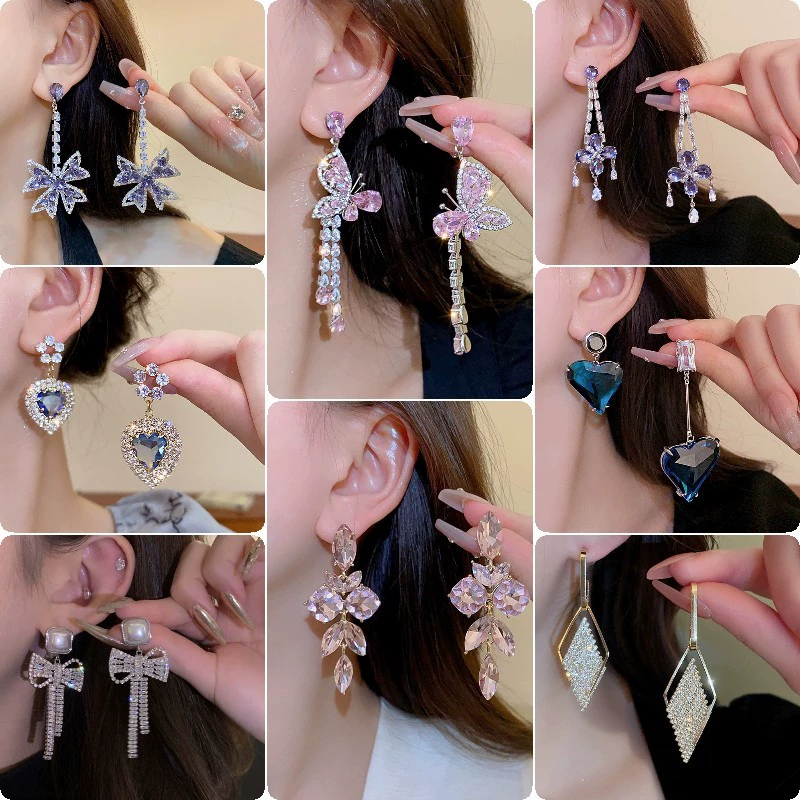 Серебряная игла, цирконий, модные серьги, цветочные, европейский стиль, яркий броский стиль, высокое качество, стиль легкой роскоши