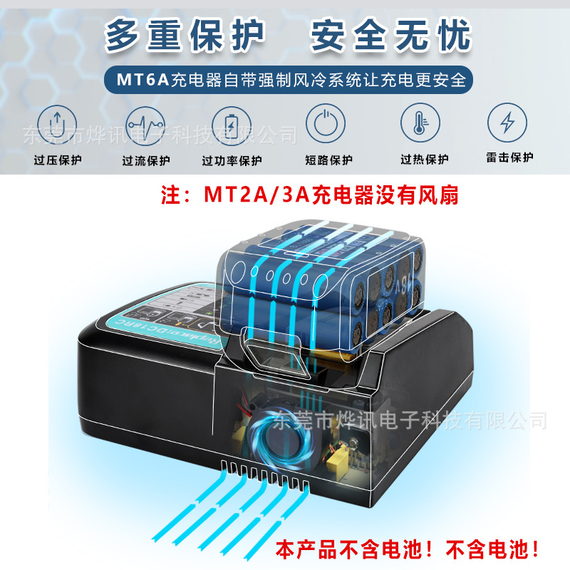 MT2A3A6A充電器はマキタ電動工具14.4-18Vリチウム電池DC18RCTに適しています。