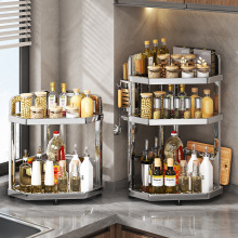 哇噢不锈钢厨房置物架台面多层墙转角三脚调味品收纳架筷筒调料架