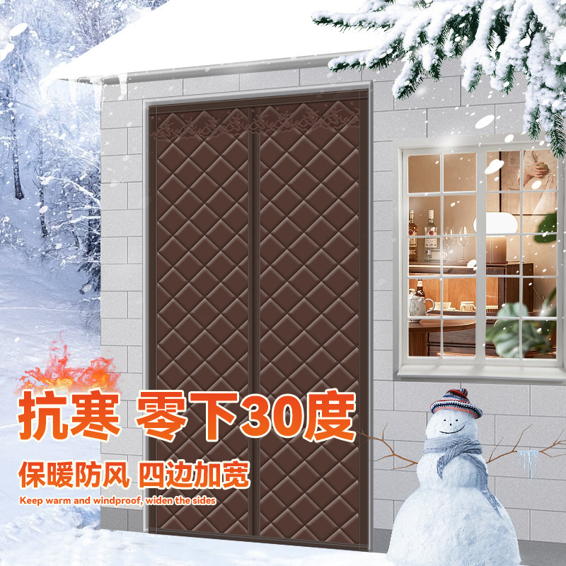 Cotton Door Curtain for Winter Soundproofing, Insulation, Warmth, Windproof, Thickened for Home Use, Winter Hanging Curtain, Sealing Magnetic Windproof and Cold Protection