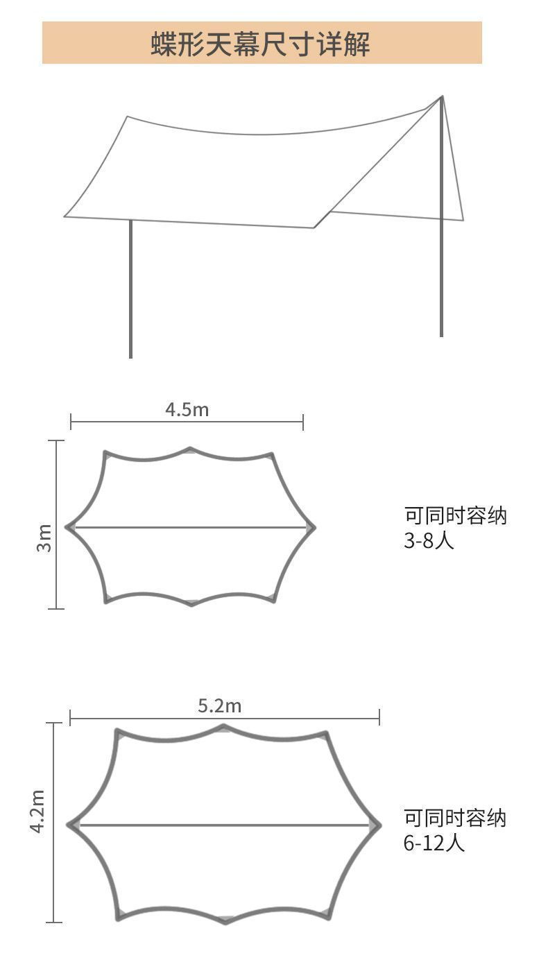 Outdoor Canopy Tent Hexagon Canopy Windproof Rainproof Awning Portable Picnic Outings Canopy Cloth