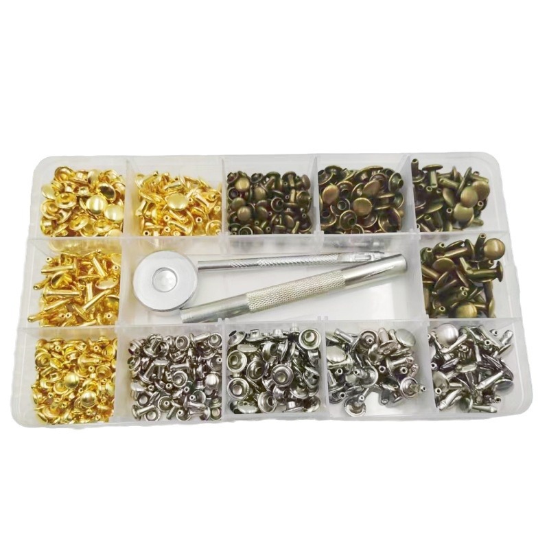 300 sets + herramientas de cuero de equipaje de metal decoración de doble cara remache Madre y madre hebilla traje de doble cara impacto remache de uñas