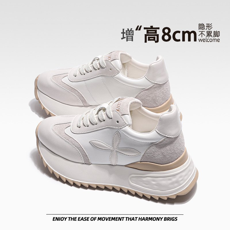 Thick-Soled Inner Heightening Forrest Gump Shoes for Women 2025 New Versatile Breathable Sports and Leisure White Shoes for Small People Dad Shoes