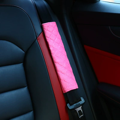 Seat belt shoulder pad Pad, Short Plush Plaid - short-plush-plaid-shoulder-pads-pink