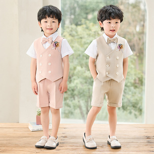 Children's Suit Summer Korean Vest Suit Boys' Children's Children's Children's First Host Performance Dress Baby's One-year-old Flower Girl Wedding Dress