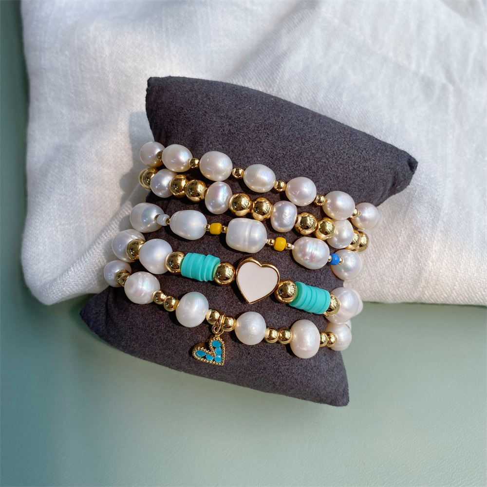 16g Weight Bracelets Classification Simple Style Heart Shape Mixed Materials Beaded Women's Bracelets