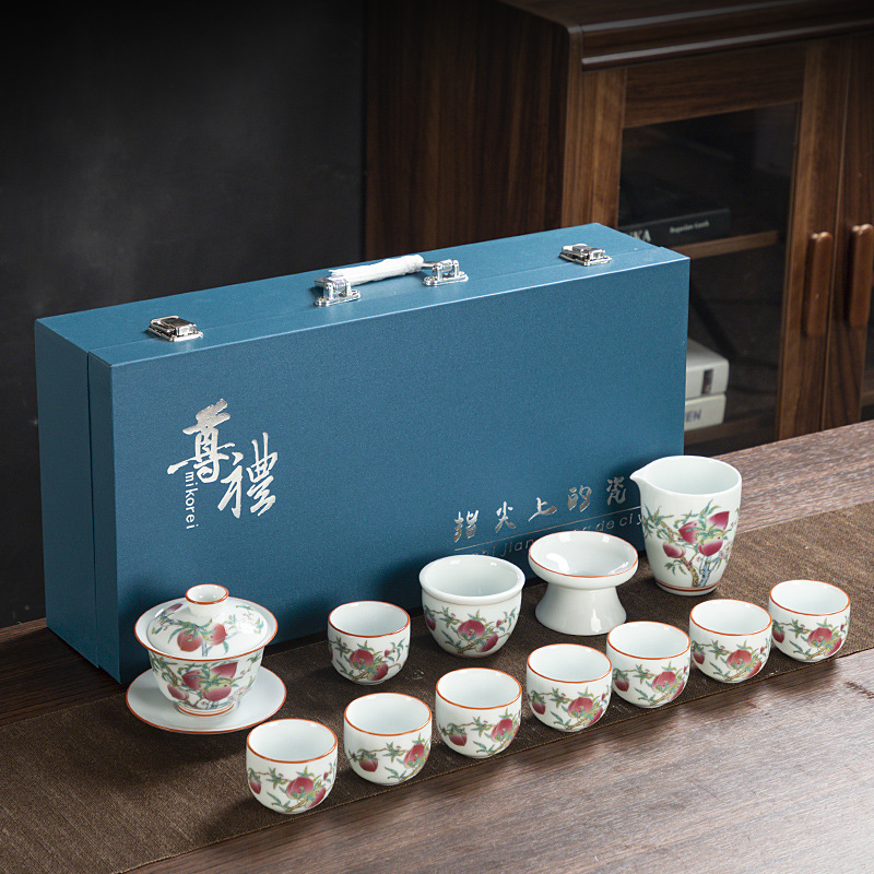 影青白瓷創意實用功夫茶具套裝整套蓋碗家用泡茶壺杯年會商務禮品