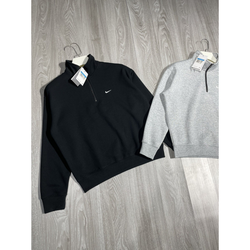 Cross-Border Overseas Men's Sweatshirt Cross-Border Hook Embroidery Small Hook Solid Color Half-Zip Casual Couple Long Sleeves