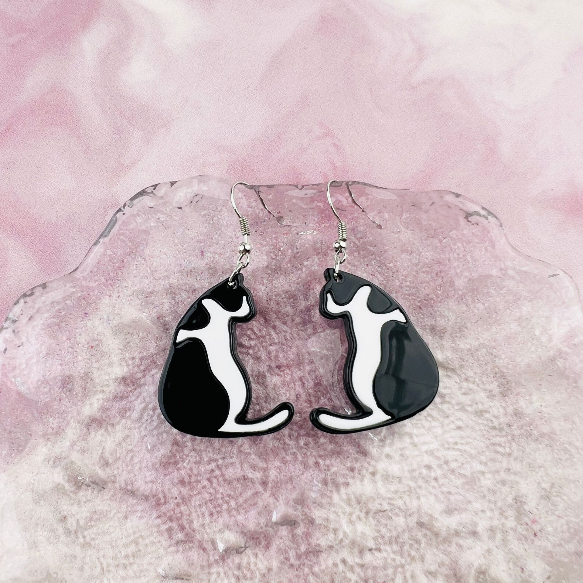 Cat Pattern Women's Gender 1 Pair Cartoon Style Cute Cat Arylic Drop Earrings