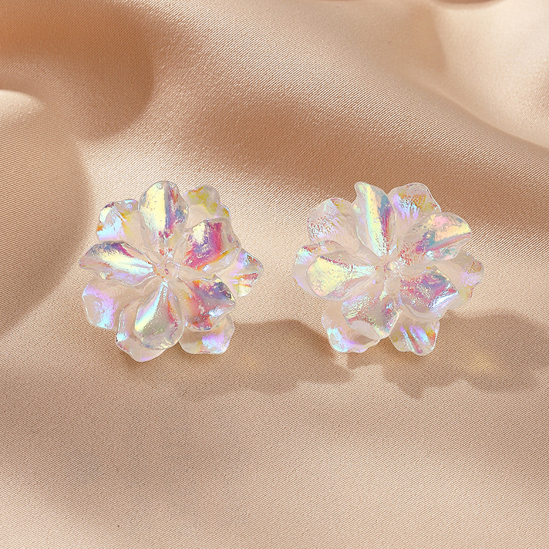 1 Pair Quantity 1 Pair Sweet Flower Plating Resin Ear Studs