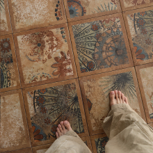 法式乡村田园风复古拼花砖中古卫生间地砖民宿餐饮咖啡店防滑瓷砖