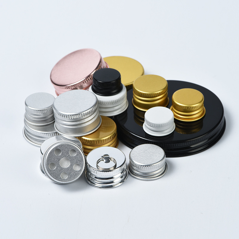 18 dientes, 20 dientes, 24 dientes, rosca de reborde, tapa de aluminio, fábrica de tapa de botella, tapa de aluminio pequeña, tapa de rosca, tapa de aluminio cosmética, tapa de botella de metal image 4