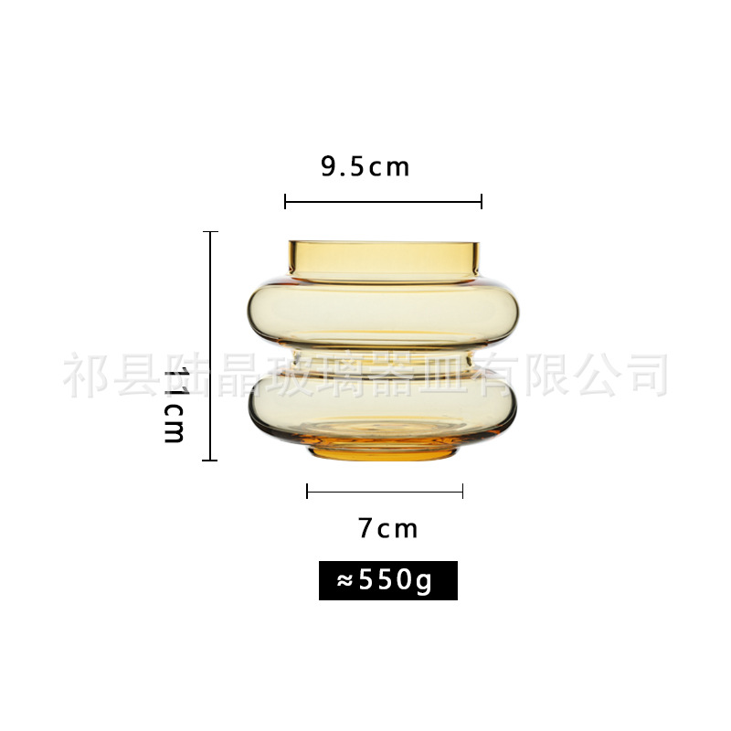 Florero de cristal de color medio antiguo florero de cristal de estilo nórdico hecho a mano decoración del hogar decoración del florero