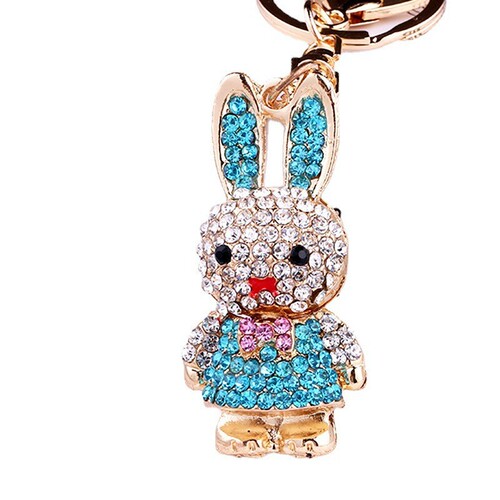 Year of the Rabbit mascot diamond rabbit gift couple keychain cute creative pendant pendant Yiwu manufacturer wholesale