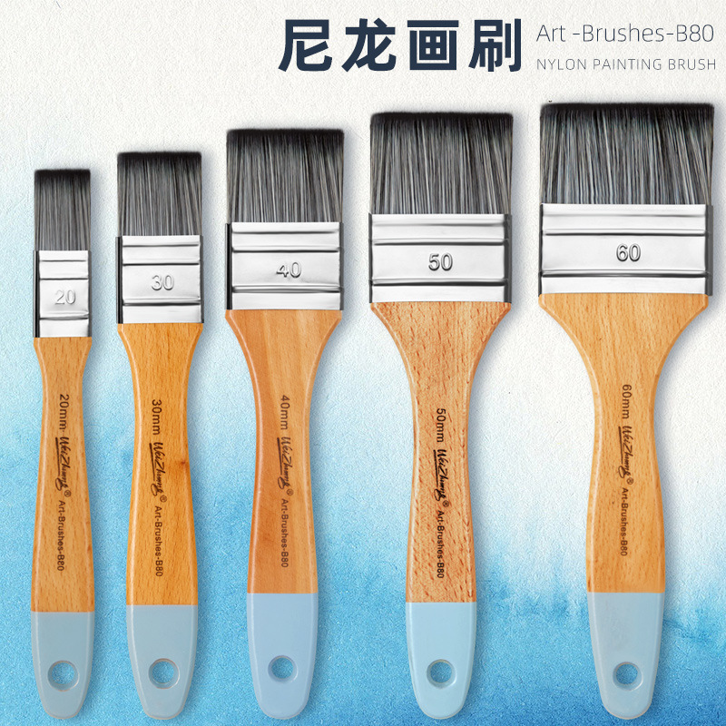 Cepillos de pintura de nylon con mango de madera – para pintura al óleo, arte y niños.