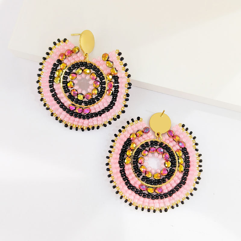 Round Pattern All Seasons Season 1 Pair Vacation Simple Style Round Glass Ear Studs