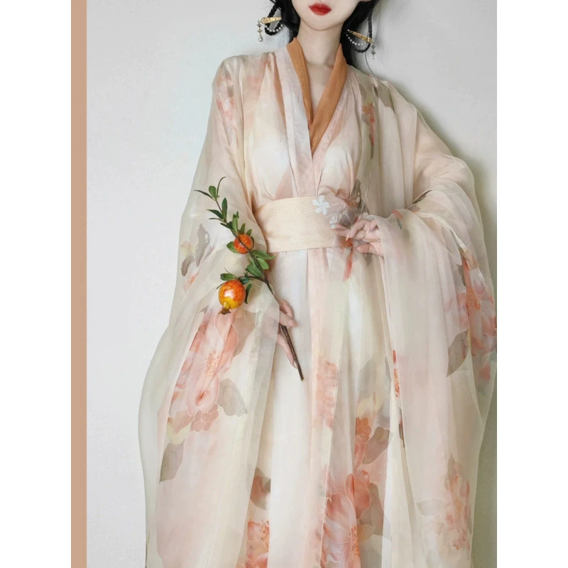 Z3J [Floating Light Drunk] Династия Вэй и Цзинь, древний стиль, большие рукава, новая осенняя длинная рубашка, сказочный перекрестный воротник, прямой подол, широкие рукава, крутые