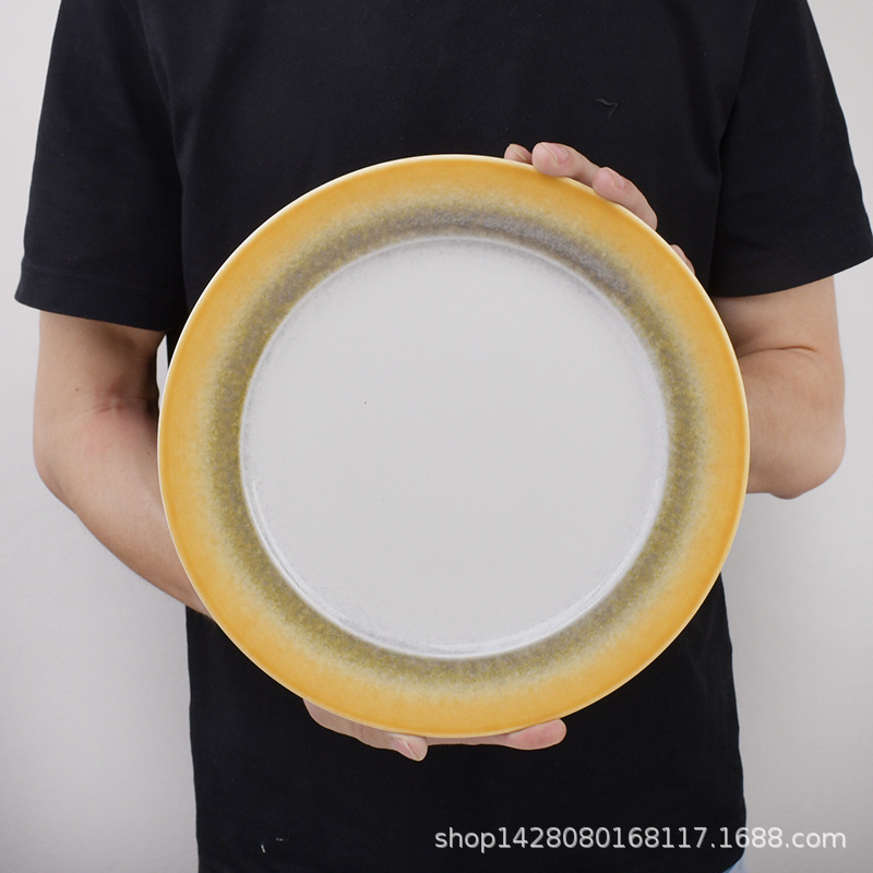 Redondo de 11 pulgadas de cerámica de color gradiente comercial de platos fritos de platos fríos de platos calientes de platos fritos de platos de platos fritos de platos de platos