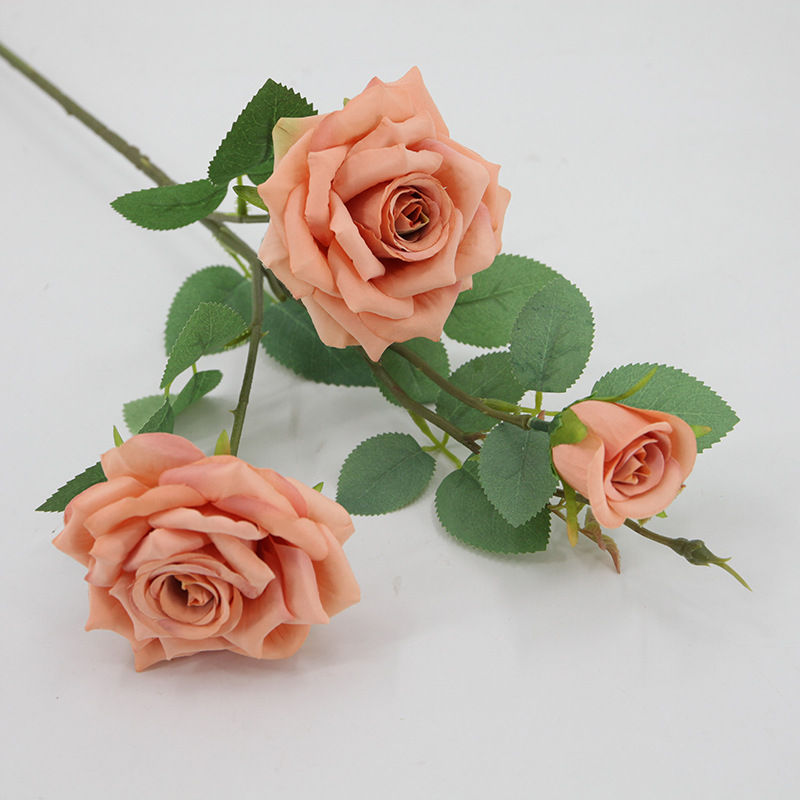 Rosa artificial sola sensación de múltiples cabezas rosa boda flor artificial sala de estar decoración tiro flor artificial flor de seda al por mayor