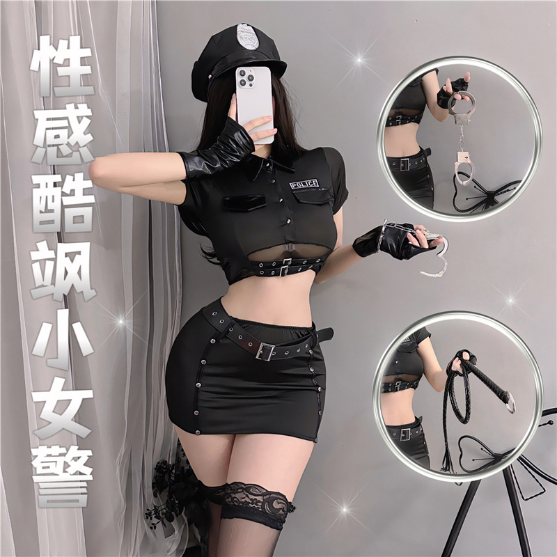 Sexy Captain Stewardess Uniform Suit Role-Playing Costume Female Pure Desire Anchor Cross-Dressing Policewoman Cos Suit Nightclub