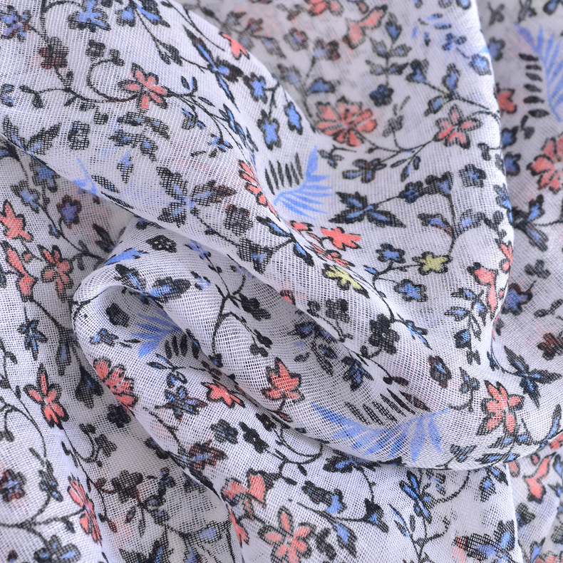 Estilo japonés artístico liso beige floral larga bufanda primavera y verano delgada borla hecha a mano protector solar chal pequeña bufanda fresca