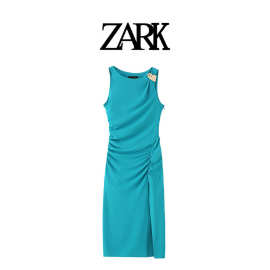 ZARK 欧美新款时尚气质显瘦贴花垂坠中长连衣裙 跨境外贸女装批发