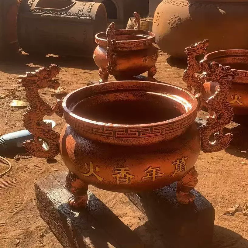 定制大型寺庙铸铁大香炉室外纯铜四八龙柱祠堂佛堂寺院烧香炉厂家