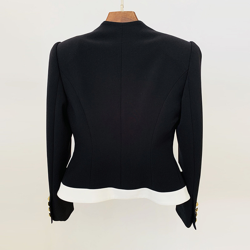 Damenbekleidung Spot 2024 neue Promi-Mode farblich passende Kontrastfarbe Slim Fit Ein-Knopf-Anzugjacke_voghion.com