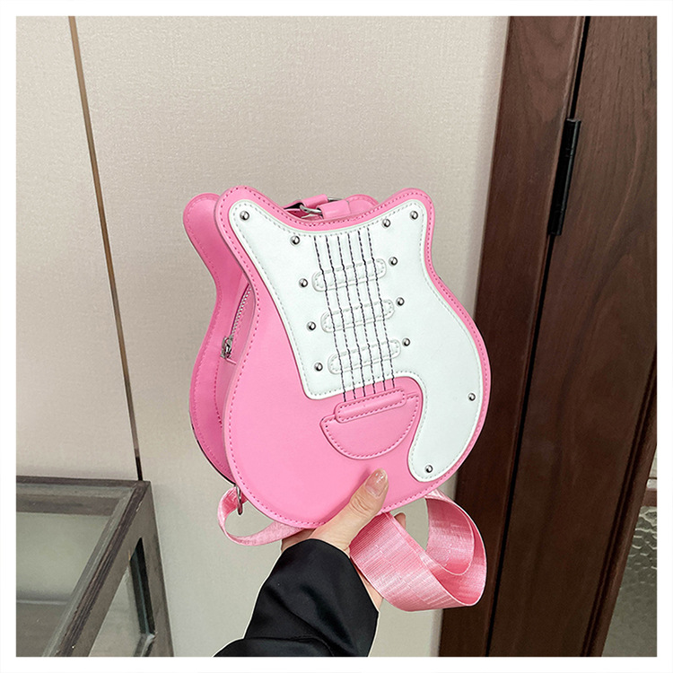 2025夏季新款少女包搞怪吉他造型女包个性创意斜挎包宽肩带街拍包