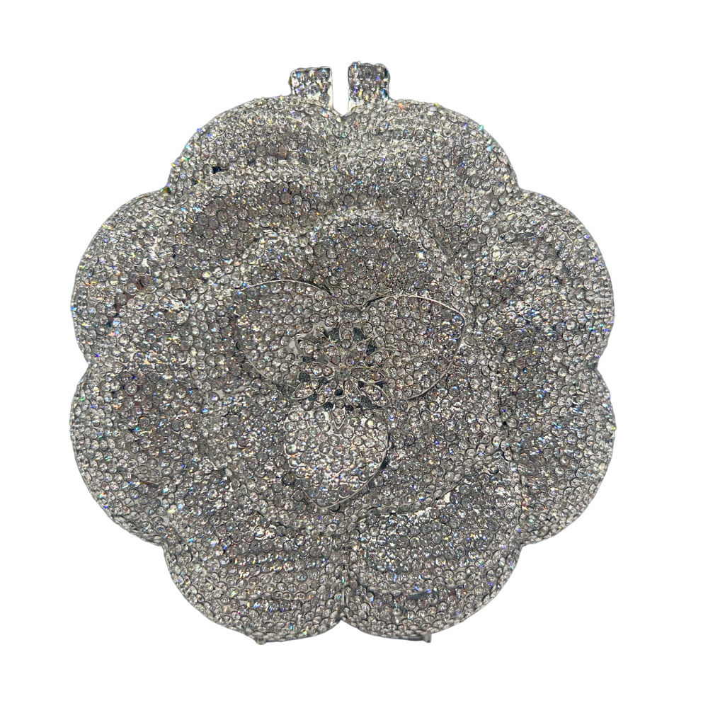 Clutch cross-border rosa bolsas de diamante metal hueco bolsas de cena de cristal bolsas de mano de mujer
