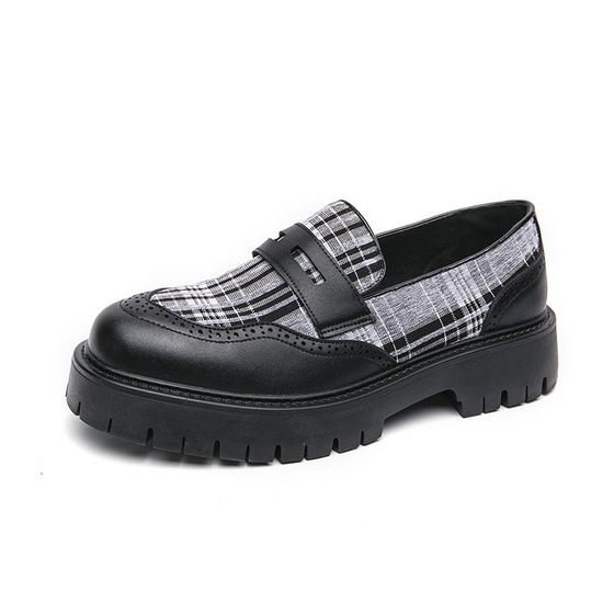 Loafers Men's 2024 Spring and Autumn Men's British Thick Sole Height Increasing Fashionable Slip-on Men's Shoes Color-matching Youth Workwear Shoes