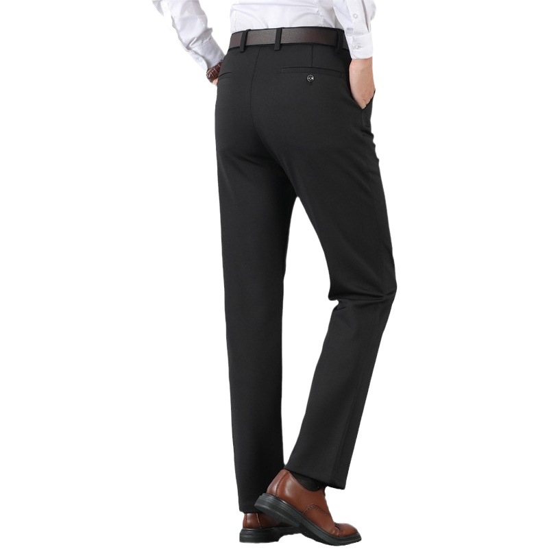 Exclusión transfronteriza para pantalones de hombre de mediana edad de seda de hielo fino de verano, pantalones largos, pantalones elásticos para papá, pantalones casuales de mediana edad y ancianos