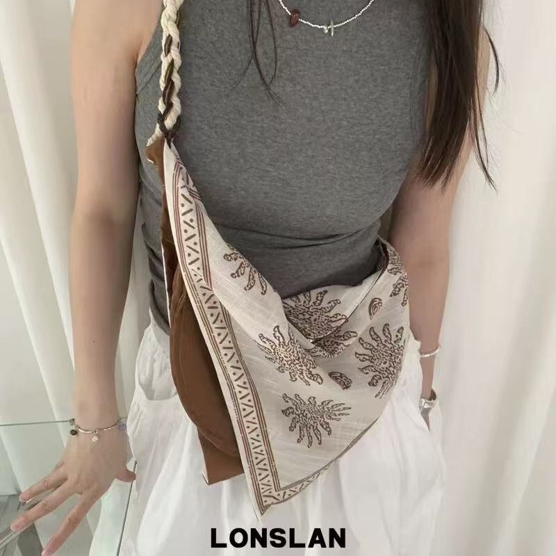Trendy 2025 New Casual Bohemian Tassel Linen Rope Woven Single Shoulder Crossbody Bag for Women